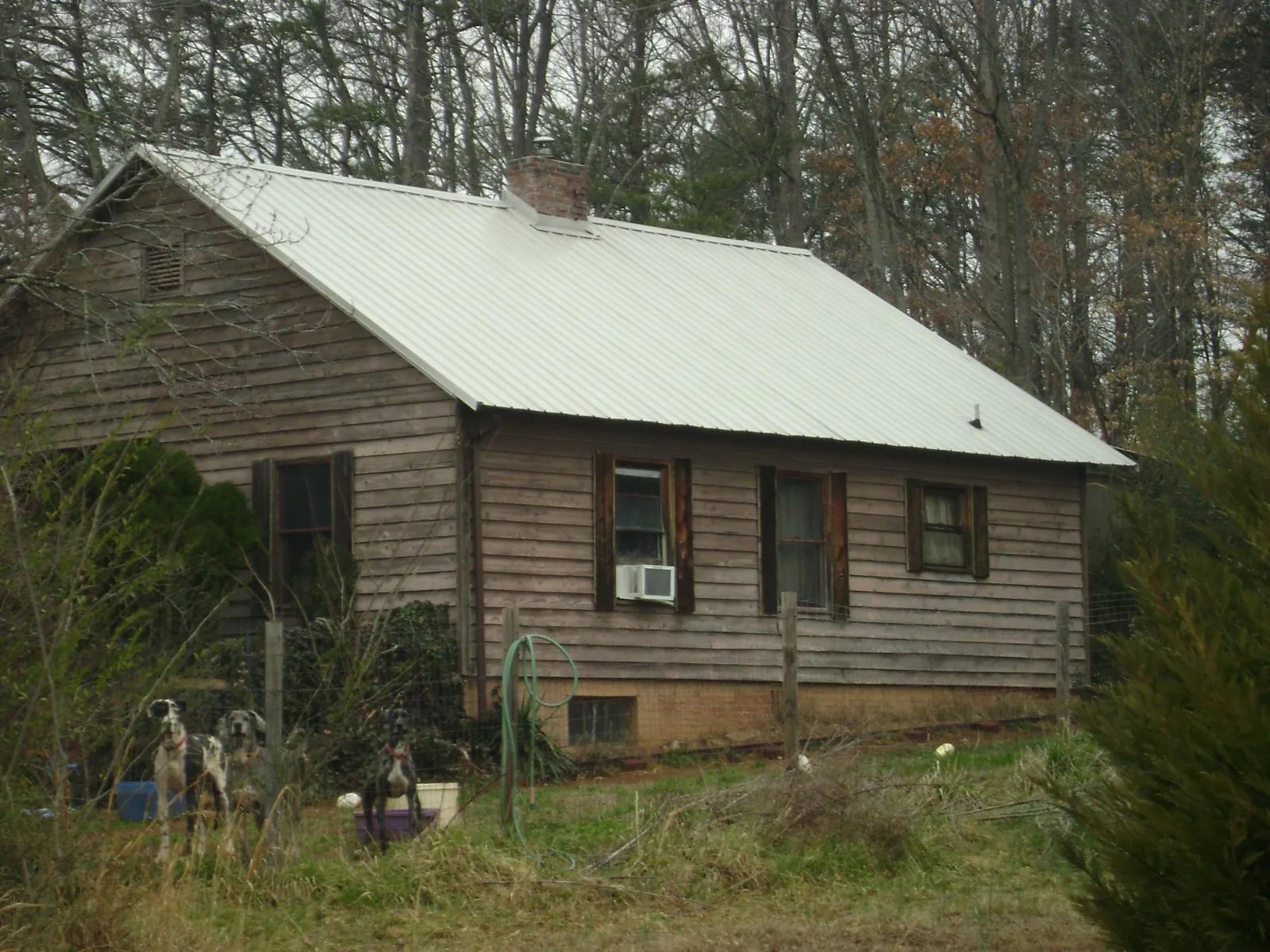 White metal roof on an old wood sided farmhouse, from a Asphalt Shingle Roof Repair job in Burkeville